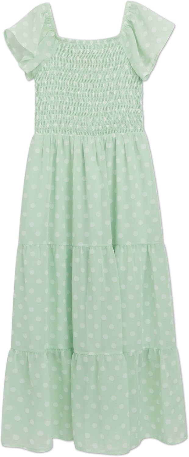 Speechless Girls' Flutter Sleeve Chiffon Maxi Tiered Dress