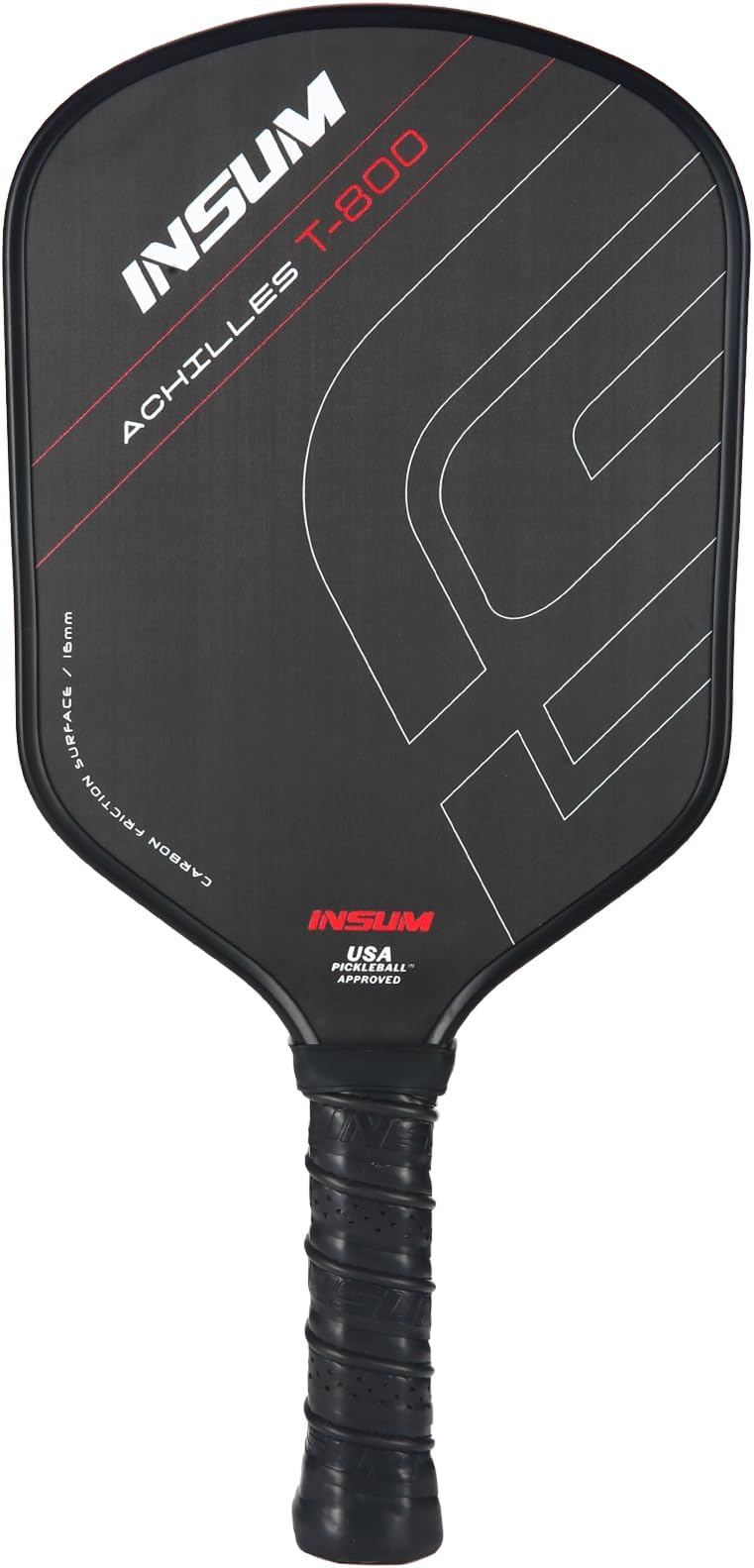 insumT800 Achilles Pickleball Paddles - Large Sweet Spot | Raw Carbon Fiber | Foam Injected Walls | Thermoforming CFS 16mm,with Cover Bag Gift Case