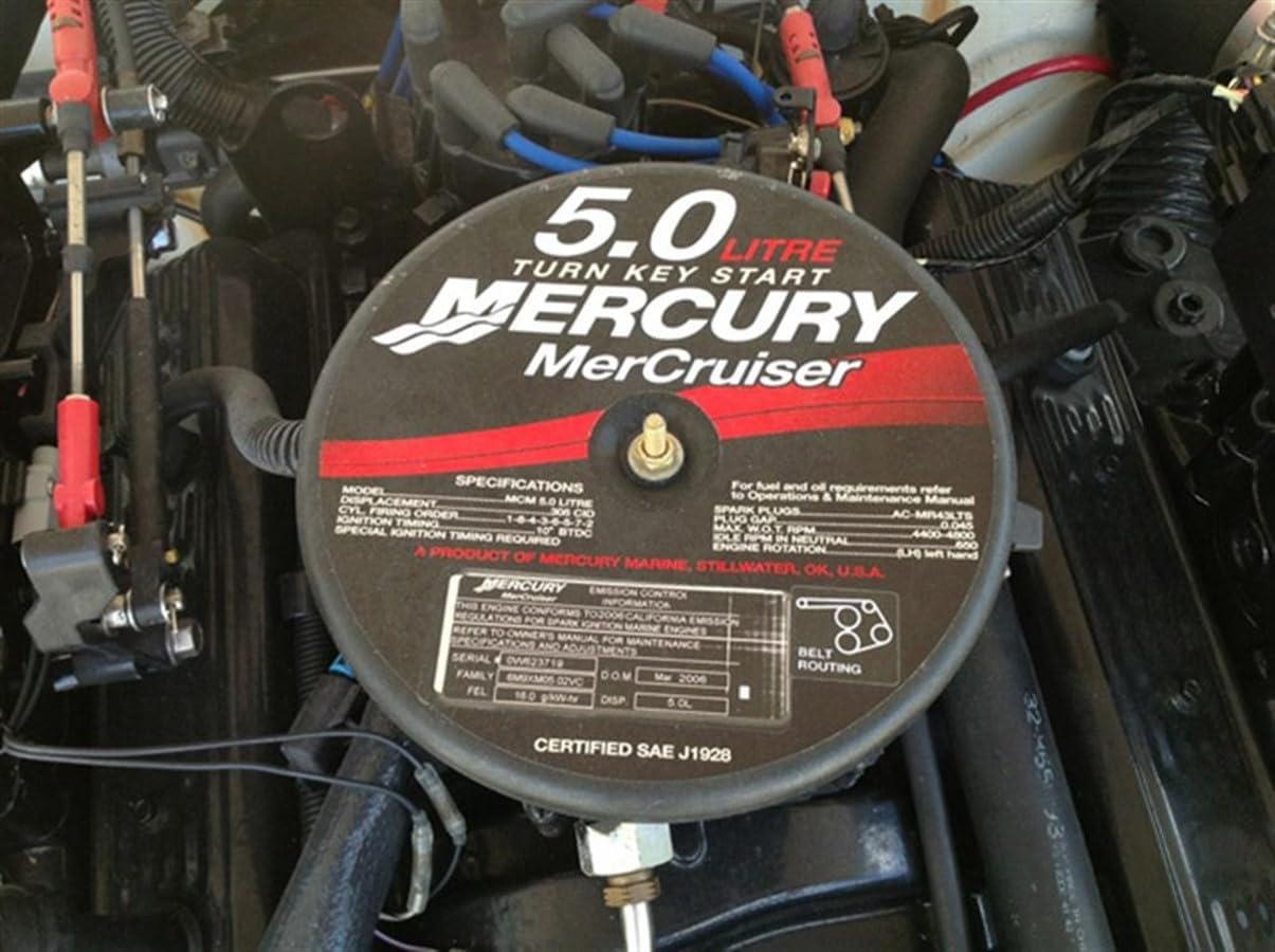 5.0L Mercruiser Thunderbolt V (1997+) with "Alpha Outdrive" OEM Service Kit: Fuel & Oil Filter(s), Impeller, and "LONG TREAD" Vortec Spark Plugs Quicksilver Midnight Marine V8 "Turn Key Start"