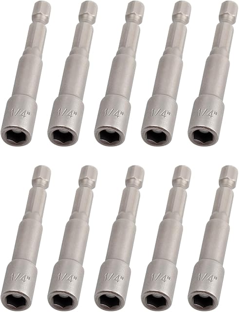 Set de 10 pièces d'embouts de clé à douille à impact, 1/4 pouce, douille magnétique à changement rapide, adaptateur de perceuse à impact