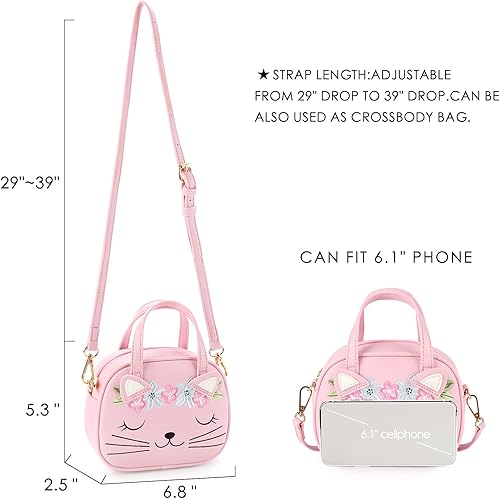 Miniatura 3 de mibasies Bolso para niñas pequeñas, bolsos de mano para niños de 3 a 8 años, Gato A3, Bolso de mano de animal