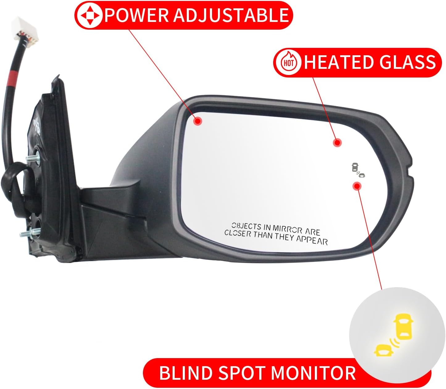 Marretoo for Honda CRV 2017-2022 Side Mirror Assembly Passenger Side for HONDA CR-V Accessories| WHITE 9pin POWER+SIGNAL+HEAT+BSM Replaces HO1321318(RH)