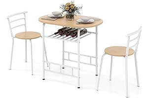 Giantex 3-Piece Space-Saving Cafe Table Set for Compact Dining