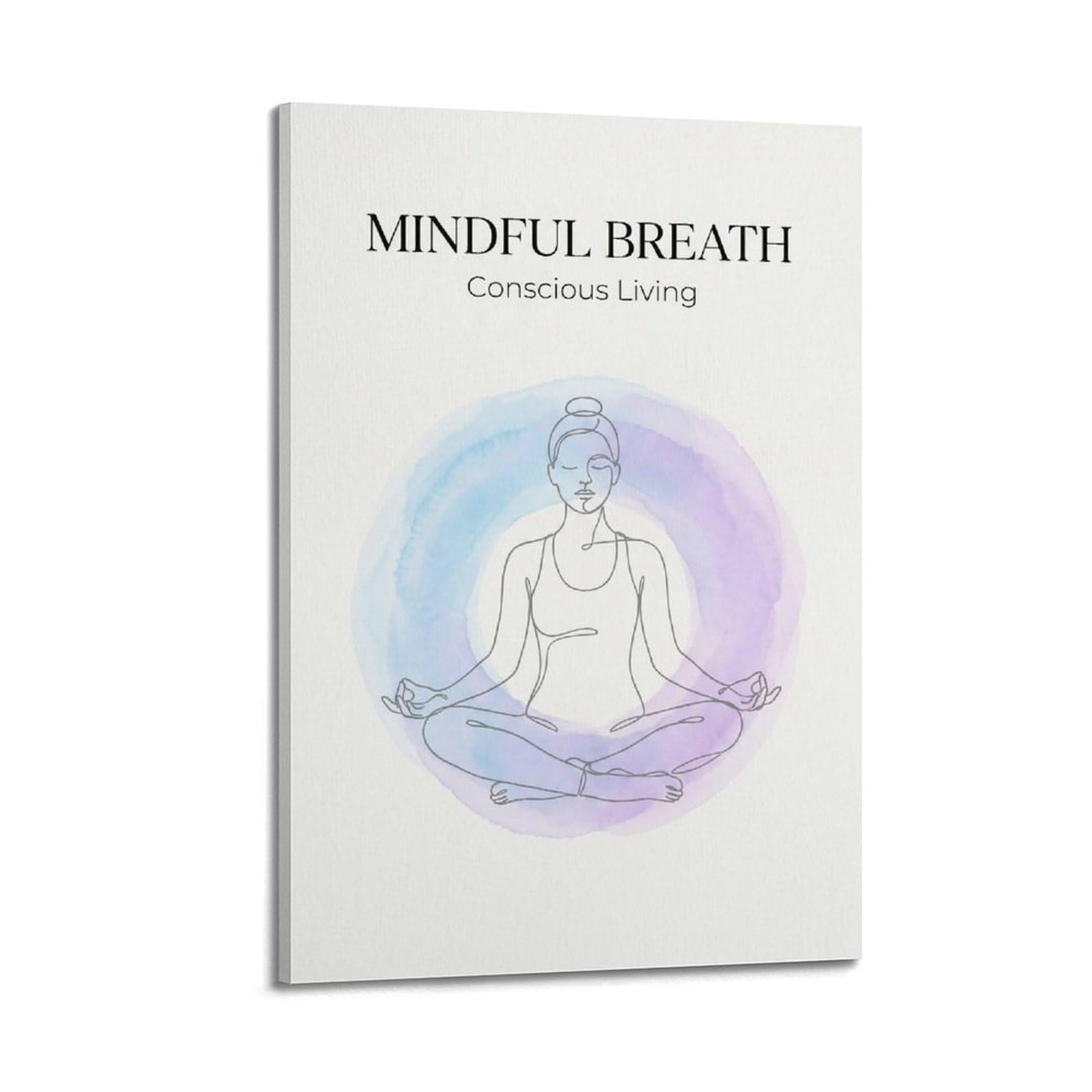 XKUGA Zen Meditation Poster Mindful Breath Yoga Healing Calm Balance Modern Decorative Canvas Prints - Ideal Wall Art for Family, Man Cave, Game Room, Boys & Girls Bedroom 24x36inch(60x90cm)