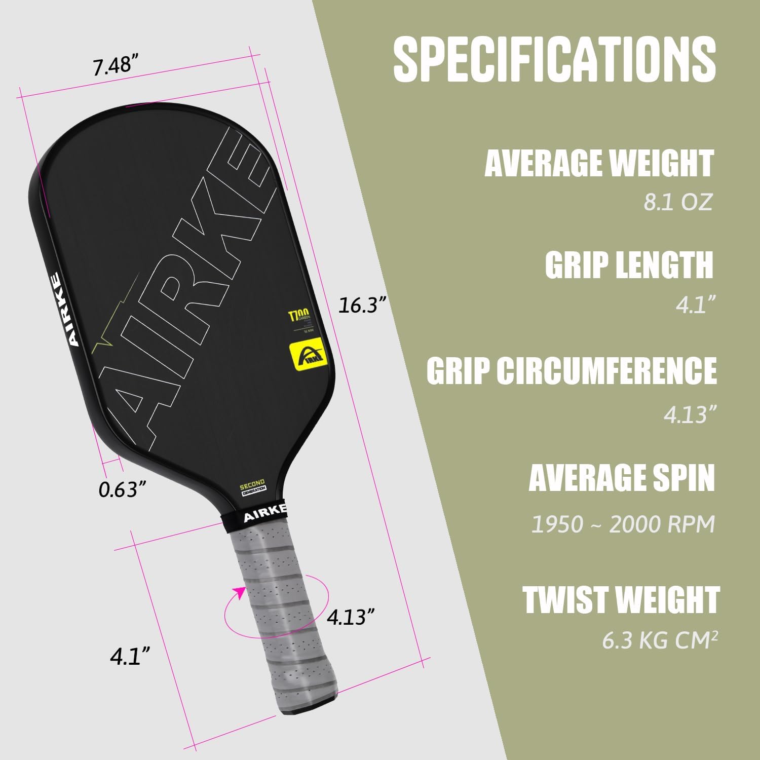 Pickleball Paddles - T700 Carbon Fiber Paddle with Honeycomb Core Pickleball Rackets - Lightweight Precision & Enhanced Shock