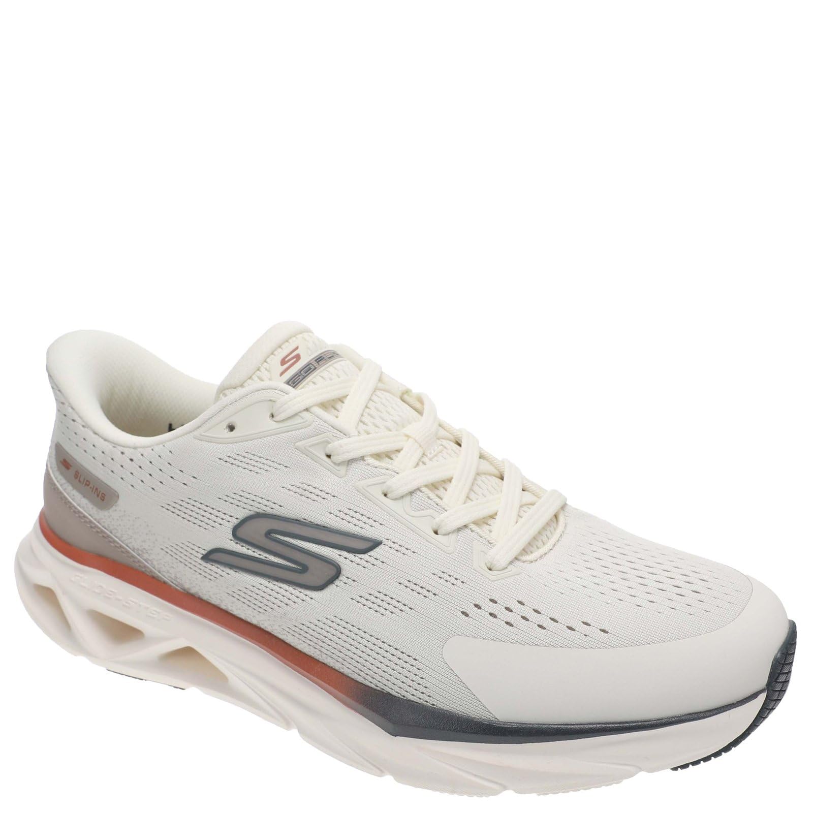 Skechers Baskets Glide Step homme textile blanc, chaussures de marche légères et souples