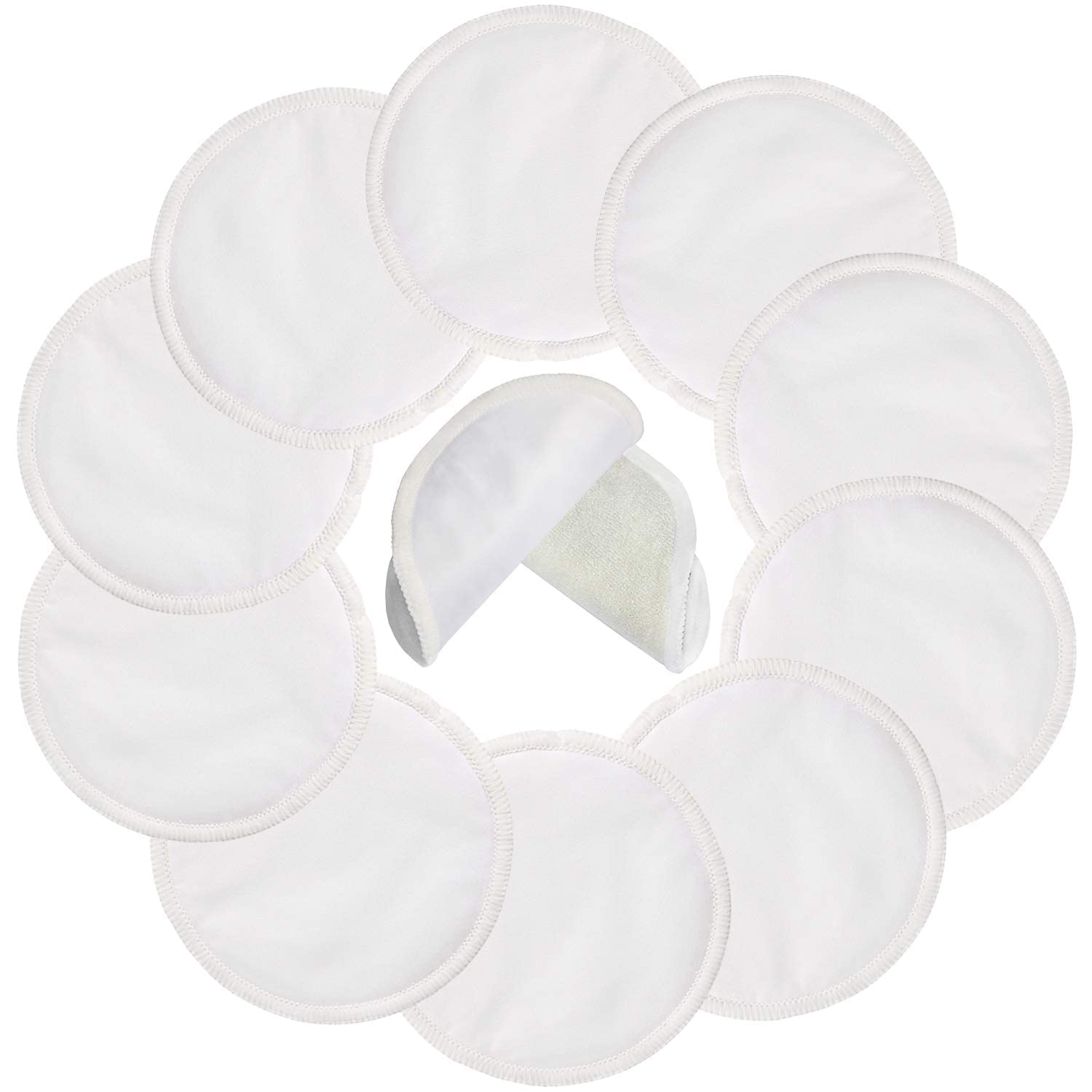 Nursing Breast Pads Washable Nipple Pad Anti-Overflow Breastfeeding for Maternity Reusable for Women Medium Size White 2 PCS-image-0
