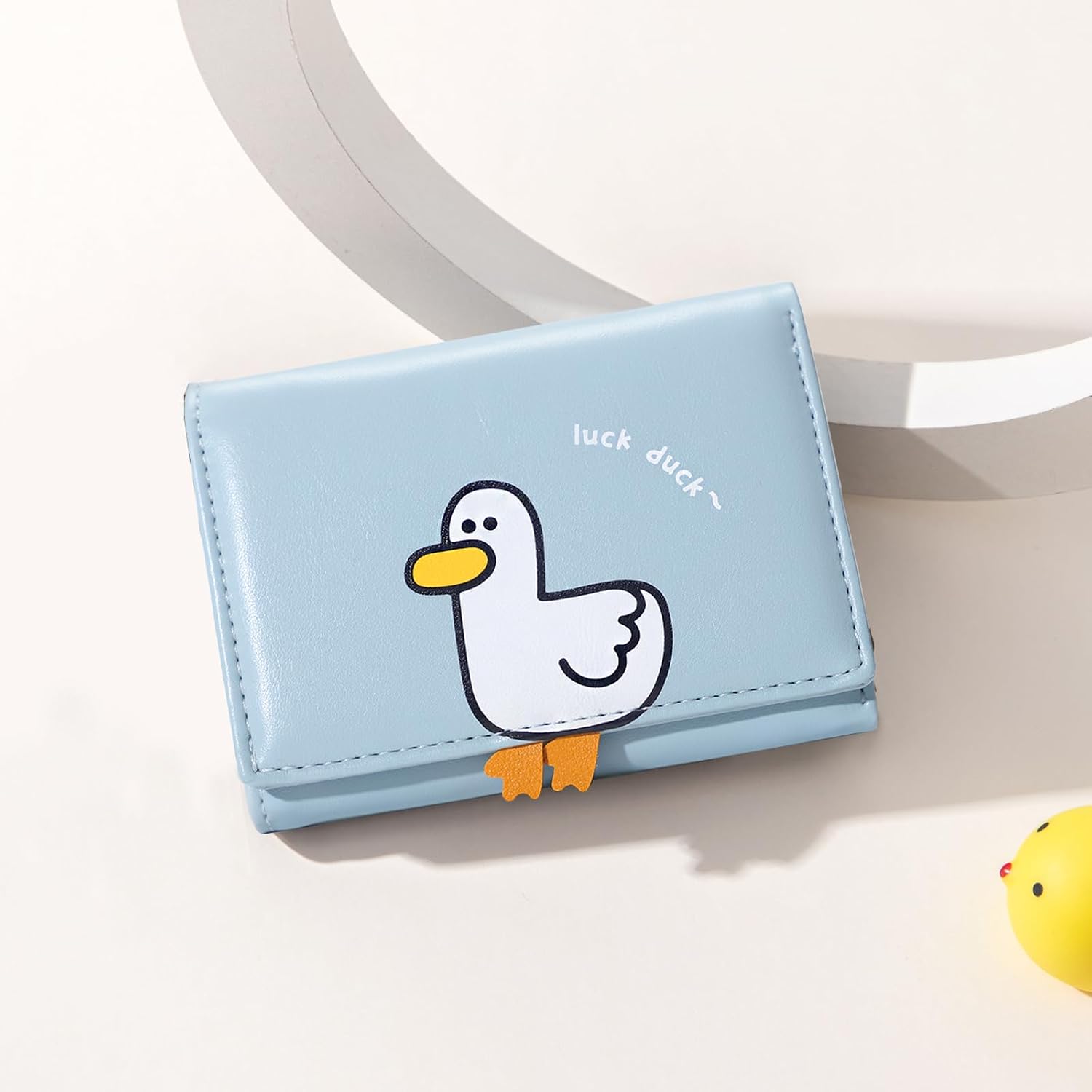 Sunwel Fashion Girls Cute 3D Duck Mini Folding Wallet Tiny Wallet Cash Pocket Card Holder ID Window Purse for Women