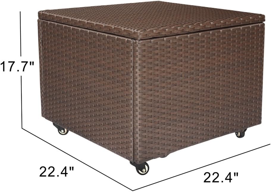 Outdoor Patio Wicker Storage Container Deck Box made of Antirust Aluminum Frames and Resin Rattan, 20-Gallon (Brown) (Medium, Brown) : Patio, Lawn & Garden