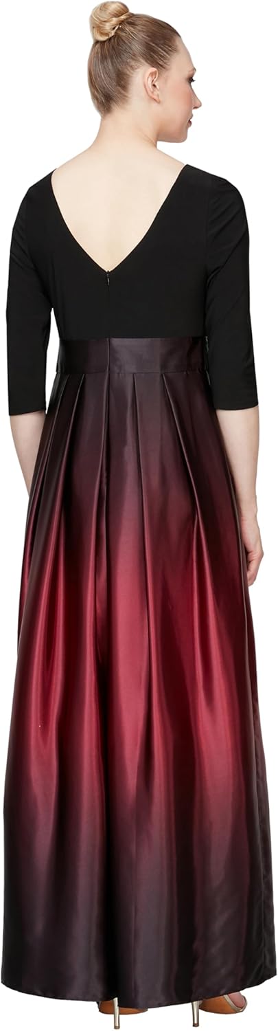 S.L. Fashions Womens 3/4 Sleeve Long Satin Mother of The Bride Dress with Pockets, Formal Party Gown - Image 2