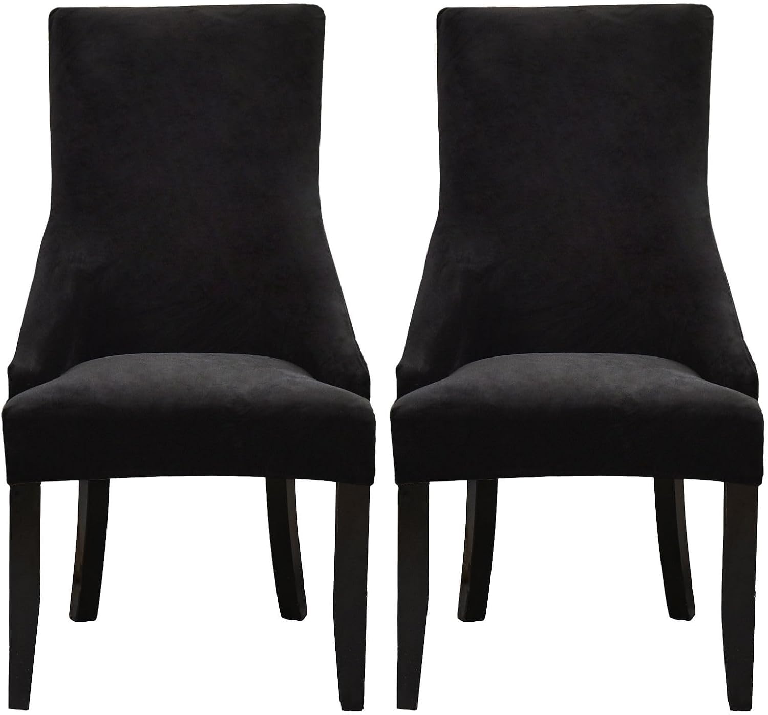 HACLEN Wingback Side Chair Slipcovers Velvet, Wingback Armchair Covers Soft Thicken Dining Chair Covers Stretch Removable for Banquet (black,Set of 2)