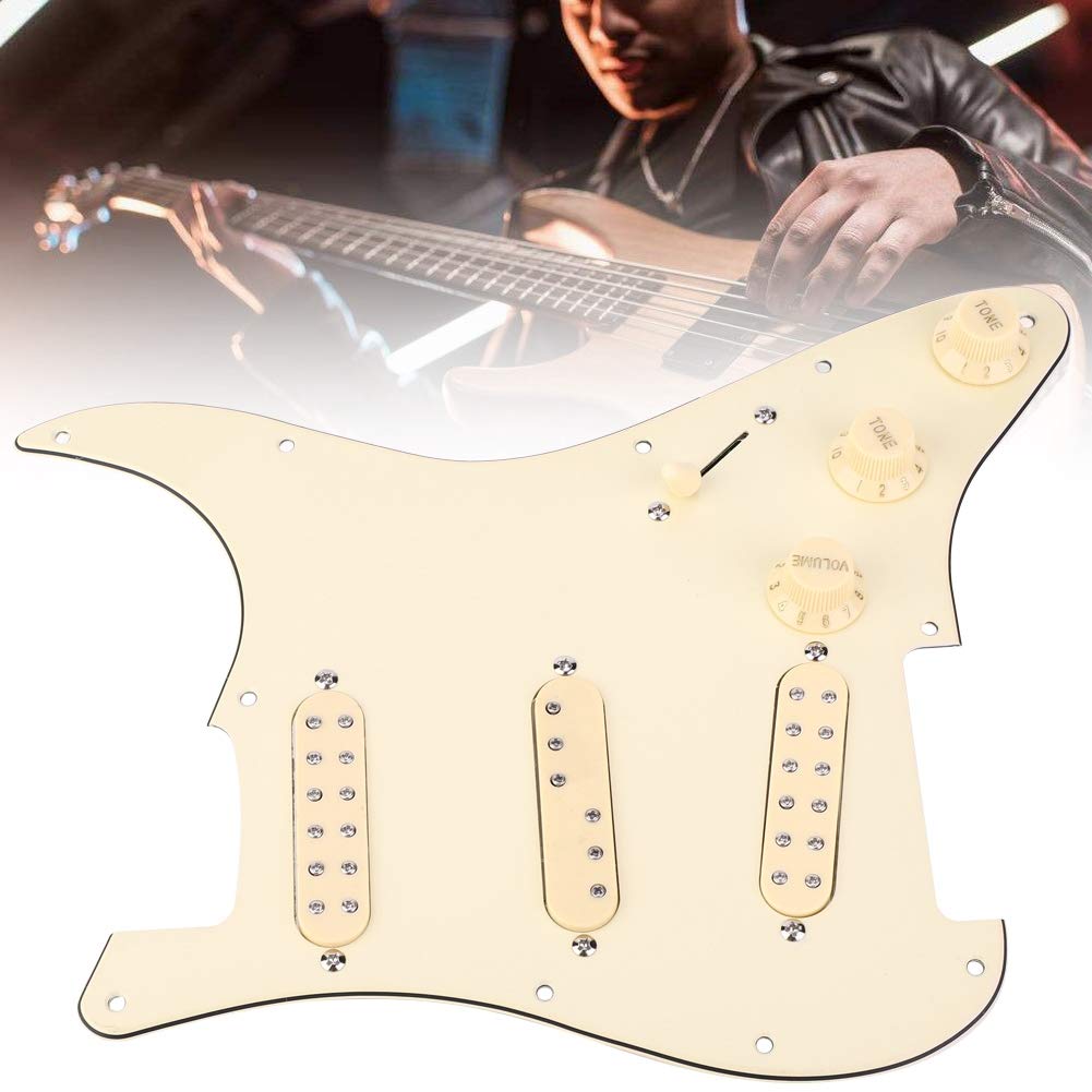 Gitara Elektryczna z załadowaną maskownicą Trwały, Solidny Zestaw Osłon Przetworników dla Klasycznego Brzmienia, dla Entuzjastów Gitary Beżowy Plastik SSS29 13,39x10,63x2,36 Cala