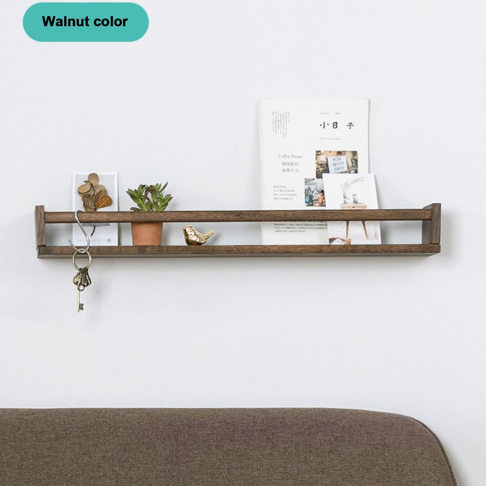 Porte-Revues Mural En Bois Massif - Organisateur Pour Magazines/Livres - Style Rustique - 60 Ou 90cm