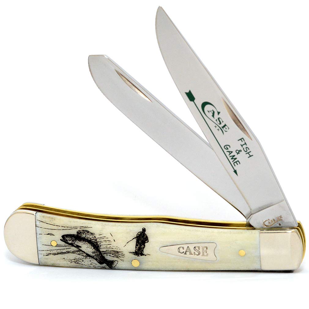 WR XX Pocket Knife Fish & Game Natural Smooth Bone Trapper - Fly Fisherman Item #20848 - (6254 SS) - Length Closed: 4 1/8 Inches