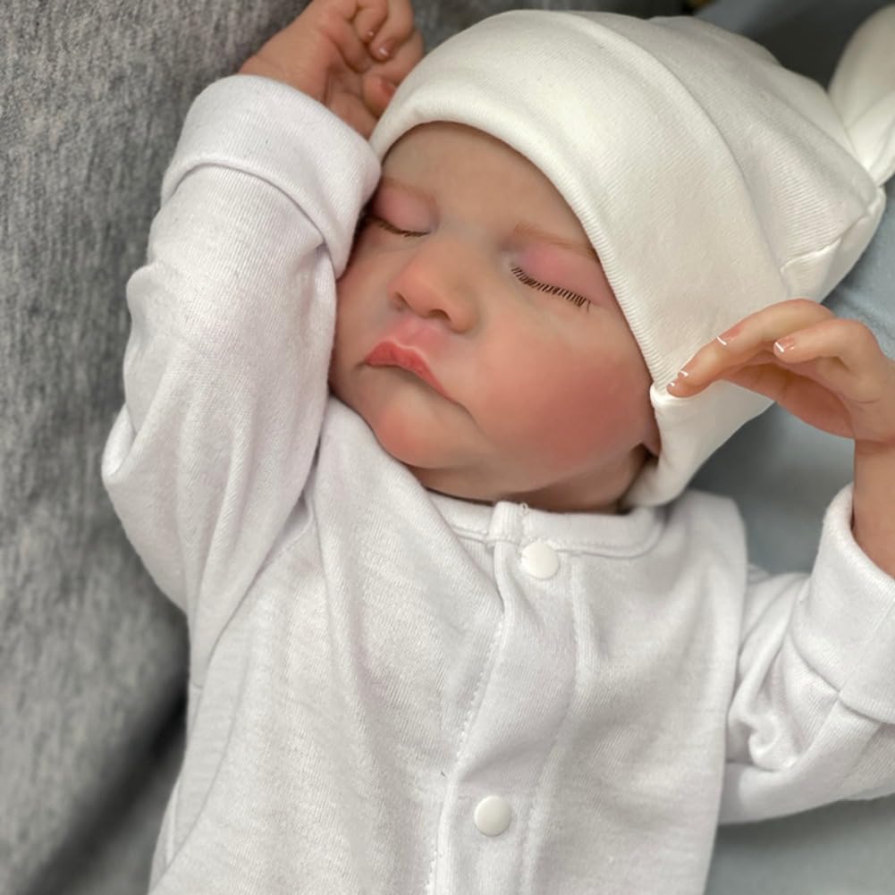 Lonian 19 Pouces Reborn Baby Doll Fait à la Main Nouveau-né poupée Ressemble à Un Vrai bébé Corps en Vinyle Souple Reborn bébés avec tétine et biberon (Corps en Silicone)