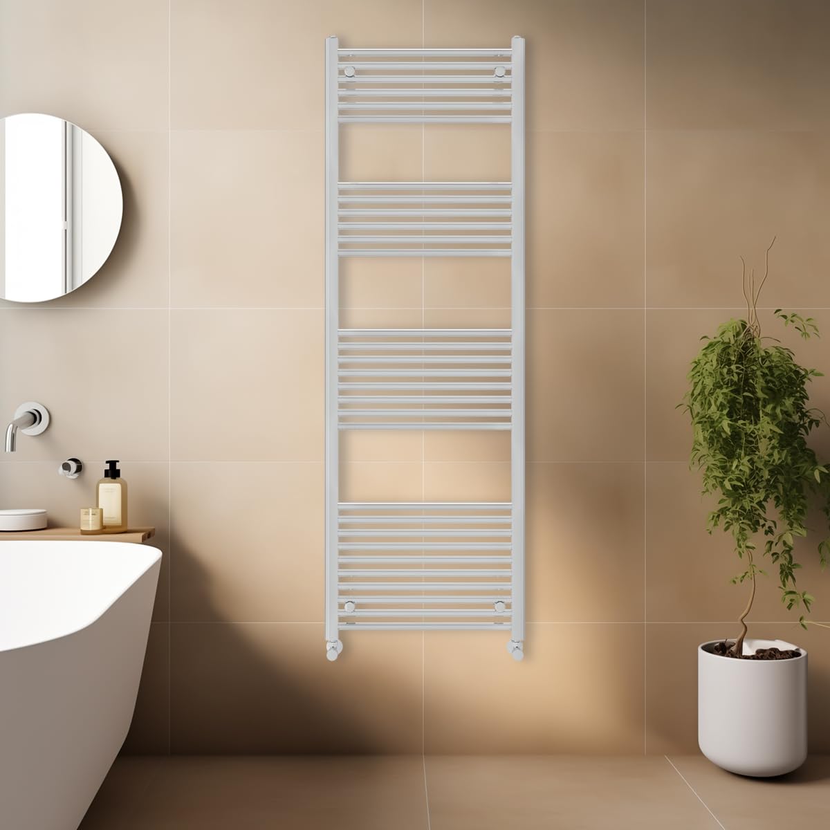 Warmehaus Contemporary Straight Heated Towel Rail Chrome 1800 x 600mm