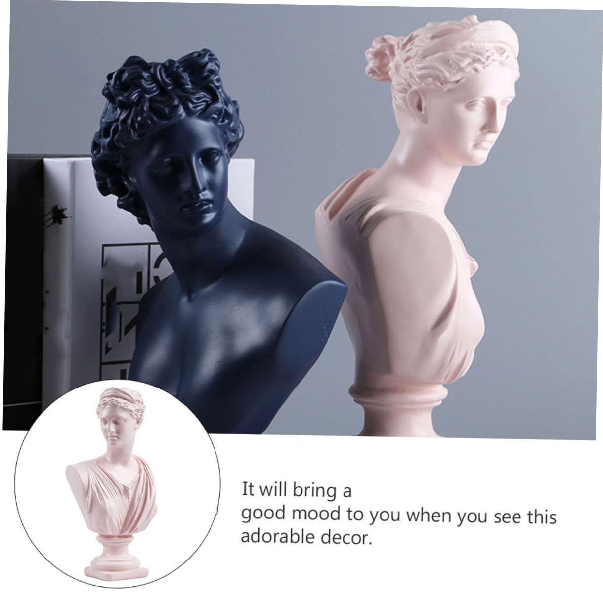 Zerodeko Scultura Busto Classica in Resina, Decorazione da Tavolo Fatta a Mano per Casa e Ufficio, Ornamento Statuetta per Interni e Regalo Inaugurazione