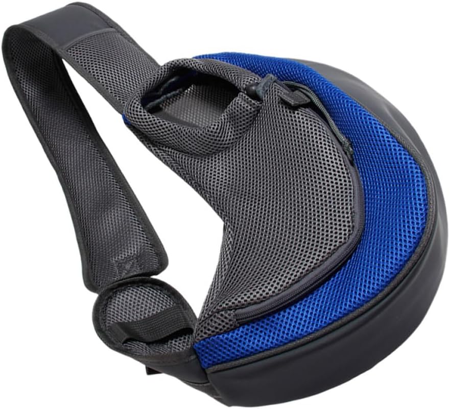 SEWACC Large Pet Carrying Shoulder Bag for Dogs and Cats Lightweight Polyester Crossbody Carrier with Wide Comfortable Strap Stylish Dark Blue Design Fits Phone Storage for Travel and