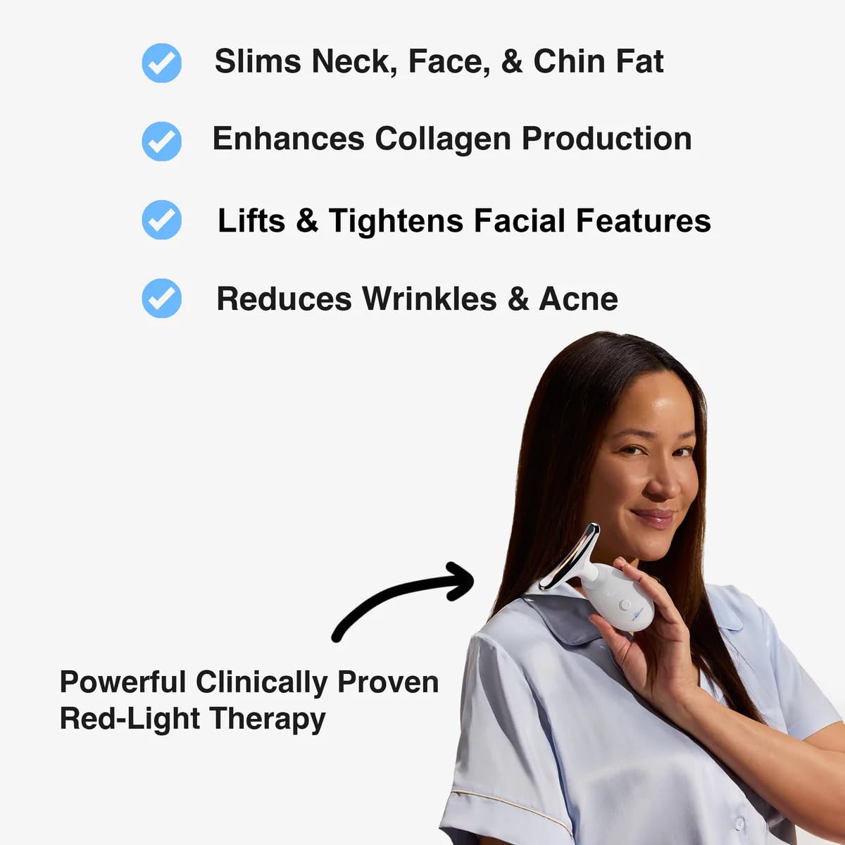 Skinova Beauty - Lumi Beauty 7 En 1 Appareil De Beauté Visage Anti-Âge, Chauffable 45°C Guasha Pour Visage Instrument, Double Menton Raffermissant et Liftant (Blanc)
