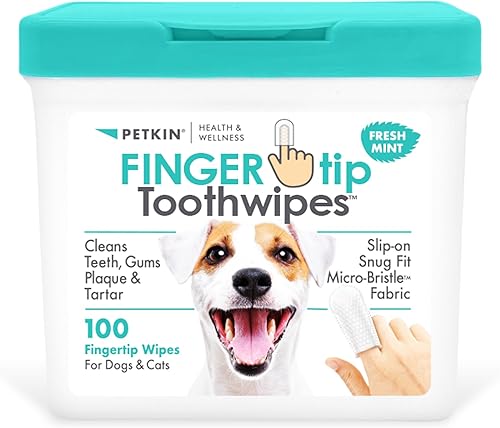 Miniatura 8 de Petkin Toallitas dentales para perros y gatos, 50 toallitas para dedos, sin cordones, ajuste cómodo, tela de microcerdas, limpia dientes, encías,