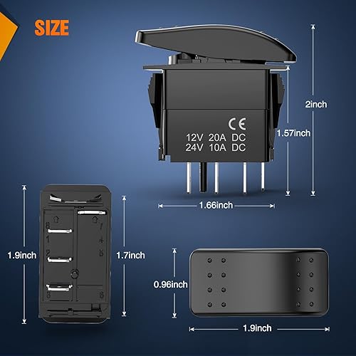 Vista 57 de Nilight 3 Pack Rocker Switch with Night Glow DIY Stickers On Off 5 PIN SPST LED Light Switches with Green Backlit 12V/24V Toggle for Cars Trucks RVs