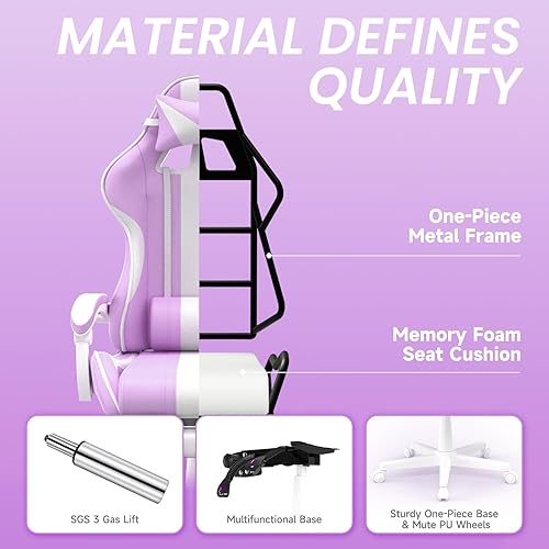 Miniatura 17 de Ferghana Kawaii Bunny Ears - Silla de juegos con reposapiés y masaje, sillas ergonómicas de cuero para niñas, adultos, adolescentes y niños, color