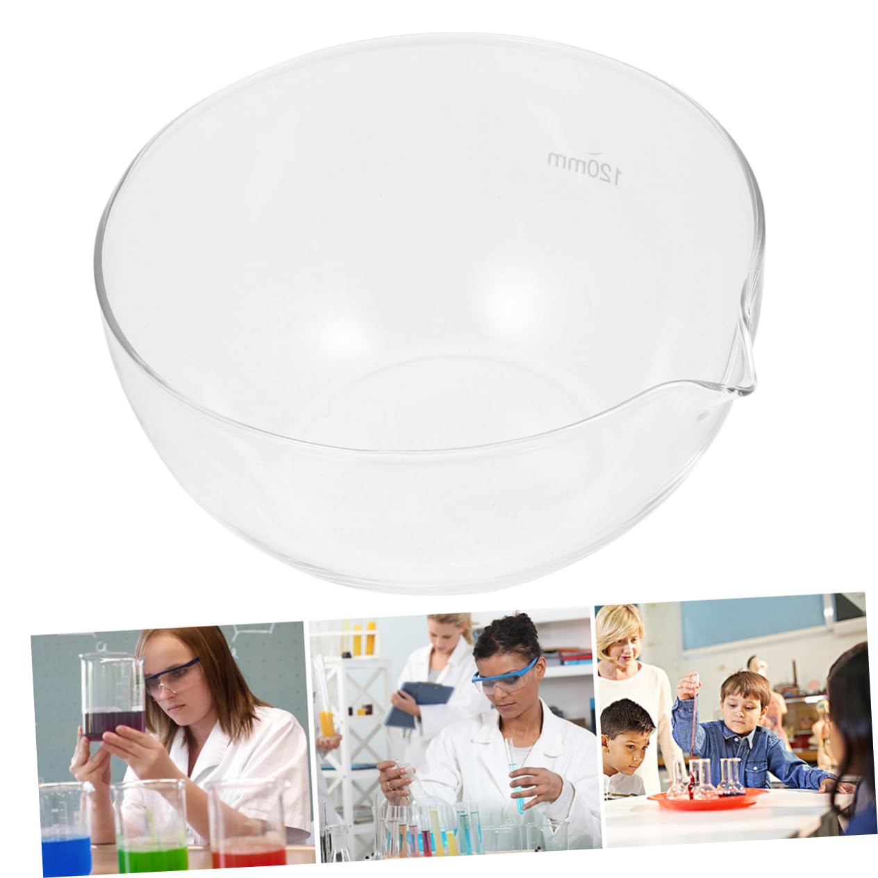 VOSAREA Flat Bottom Glass Evaporating Dish with Spout Round Laboratory Evaporating Basin 500ml Capacity for Chemistry Experiments and Heating