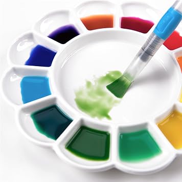 MEEDEN Ceramic Watercolor Paint Palette:12-Well Artist Mixing Tray 7.9x7.9