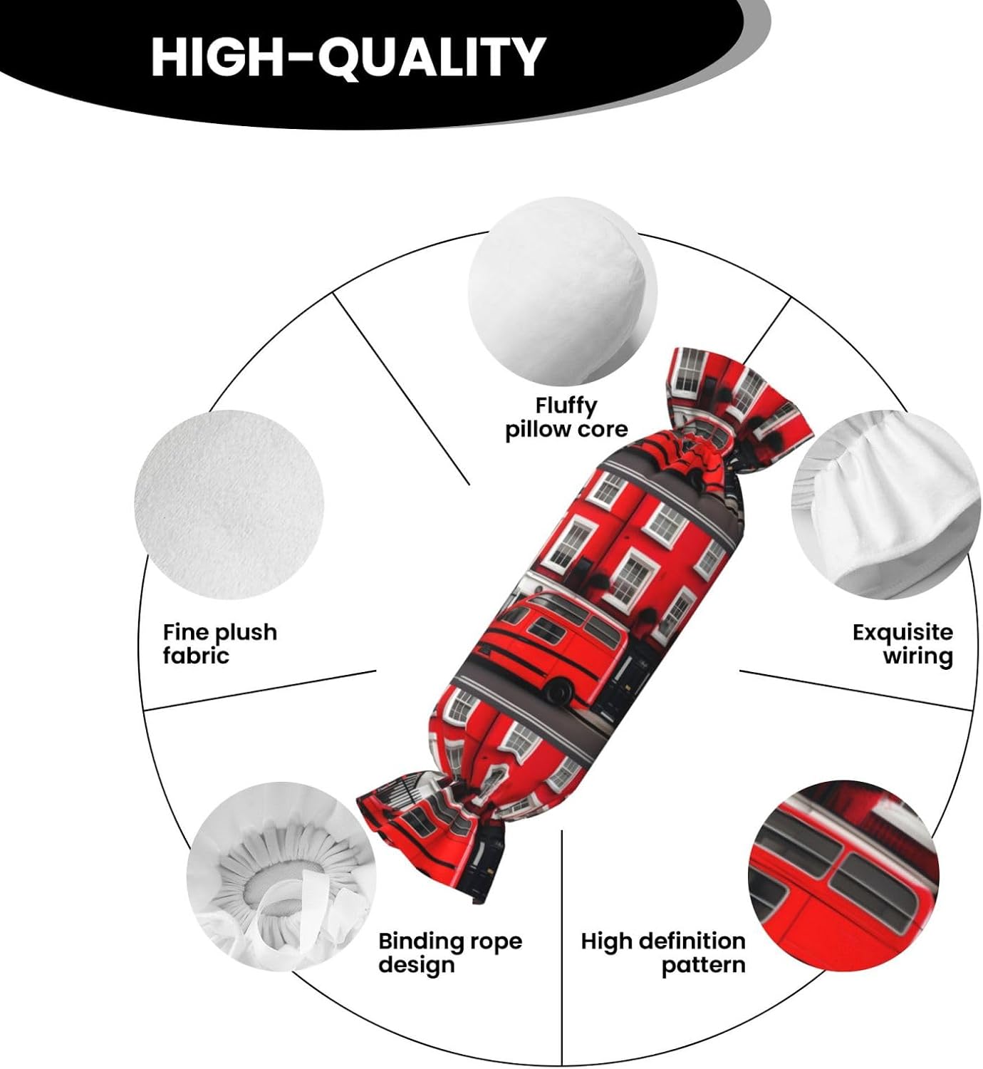 London Street Print Candy Cylindrical Pillow Round Bolster Pillows Versatile Use Decor Bedroom Travel