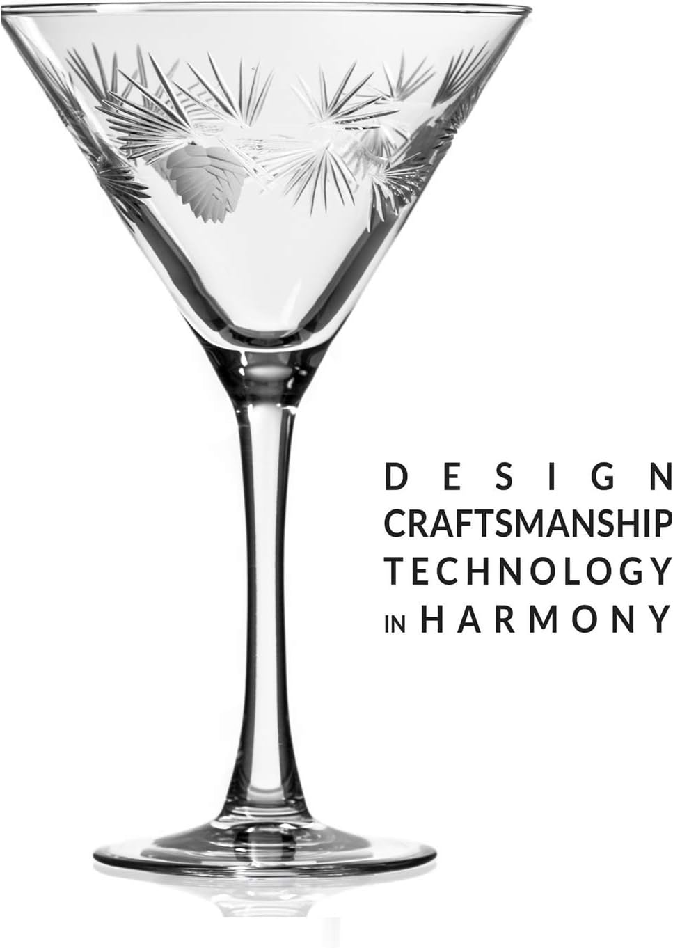 Rolf Glass Icy Pine Martini Glass | Stemmed 10oz Martini Glasses | Lead-Free and Diamond-Wheel Engraved | Cocktail Glasses for Winter, Holidays, Christmas, or Weddings | Made in the USA | Set of 2
