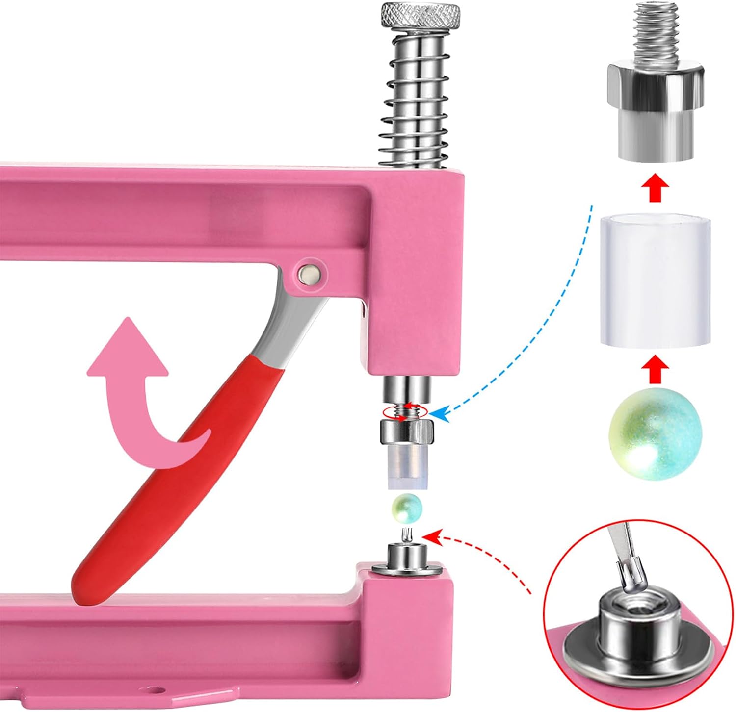 Beads Rivet Fixing Machine - Pearl Handmade Setting Machine, Craft Fixing Device, Manual Pearl Attachment Machines | Round Beads Rivet Studs for Hats Shoes Clothes Bags Skirts Jackets Garments