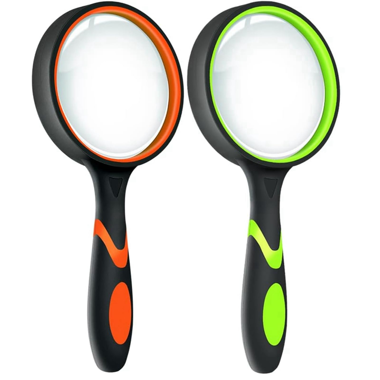 [Pack of 1] Random Orange/Green Magnifying Glass with Non-Slip Soft Rubber Grip,Handheld Magnifers for Reading, Map, Lab, Small Prints