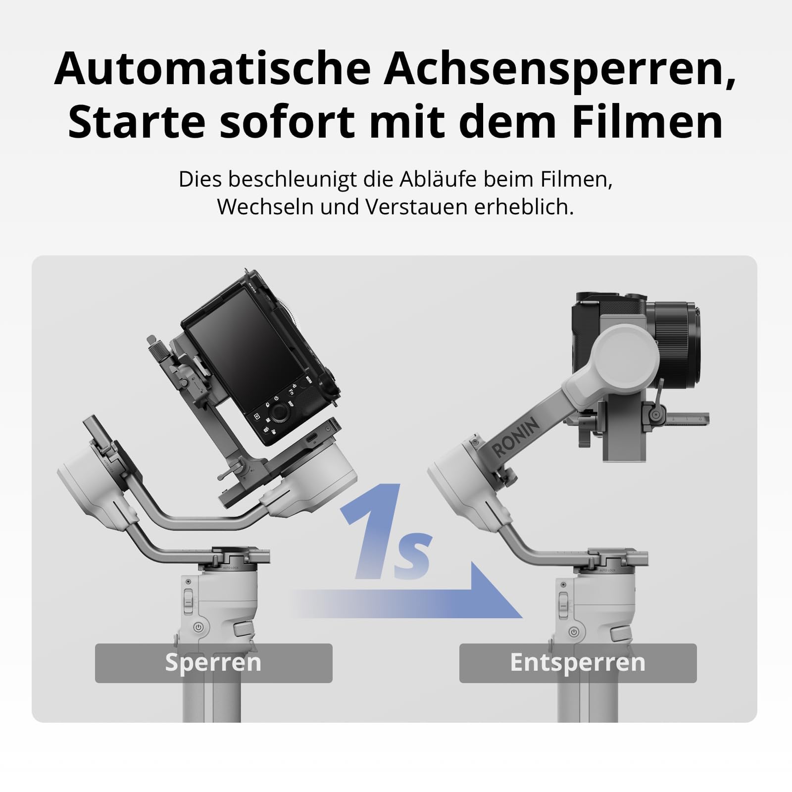 DJI RS 4 Mini, Gimbal-Stabilisator für Kamera Canon/Sony/Panasonic/Nikon/Fujifilm, Auto-Achsenverriegelungen, 2 kg/4,4 lbs Traglast, Intelligente Verfolgung, Kamera-Gimbal, Native vertikale Aufnahmen