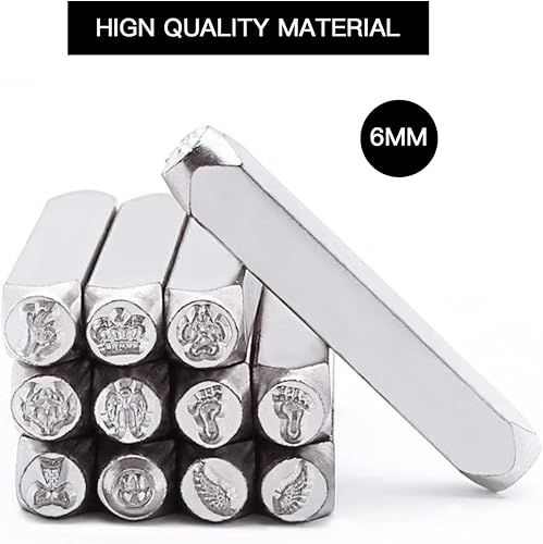 Miniatura 3 de Tlimus Kit de estampado de metal con temática de ángel, 12 unidades, 0.236 in (14 pulgadas), kit de sellos de metal para manualidades, accesorios de