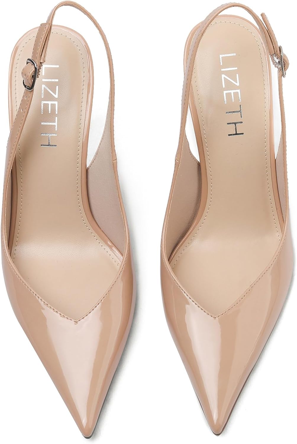 Women's Pointed Toe Slingback Pumps Stiletto Heel Dress Shoes with Buckle Straps for Office,Wedding,Party