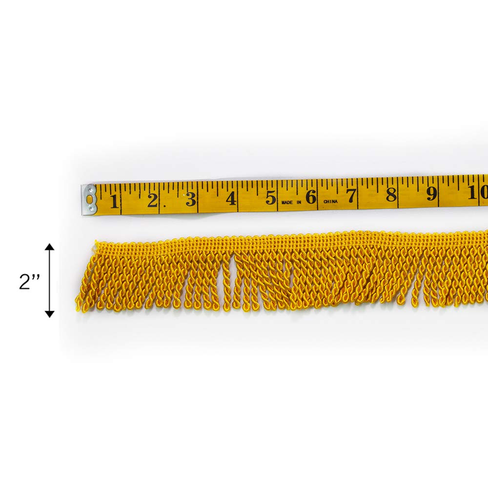 Vispronet Decorative Flag Fringe – 5 Yards of 2in Bullion Fringe Made with 100% Rayon Material – Gold Fringe