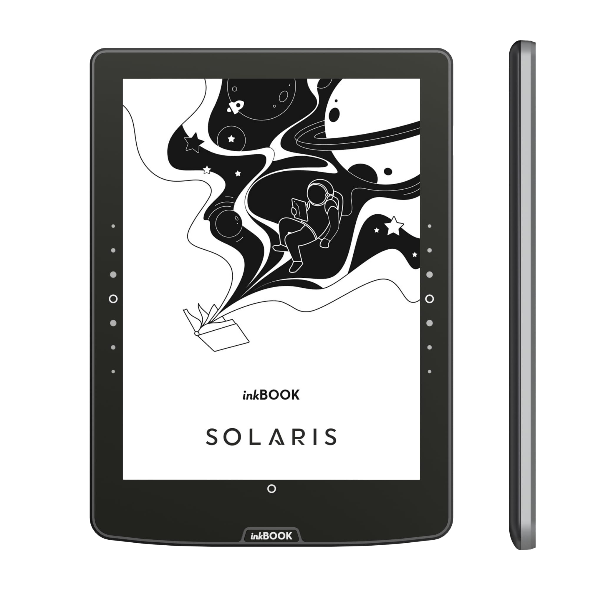 inkBOOK Solaris Black – 6 Zoll E-Book Reader mit Augenfreundlichem Display, Beleuchtung & Android | Unterstützt Onleihe, Skoobe, Nextory Apps | 32GB, Hörbücher via Bluetooth, USB-C, Werbefrei