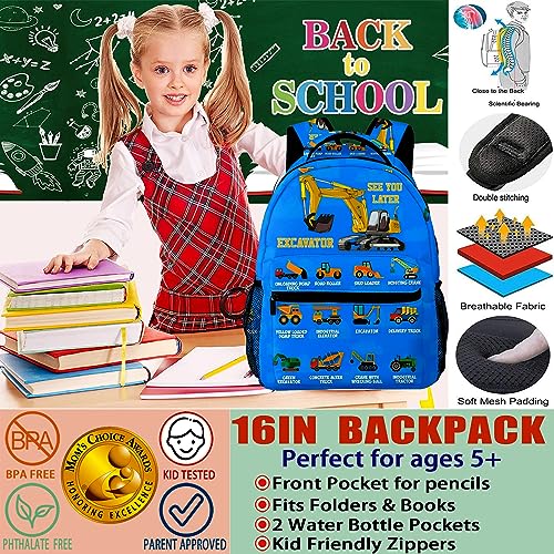 NASIAN Truck Excavator School Backpack for Boys Kids Girls Adjustable Strap Waterproof 16 inch School BookBag Outdoor Daypack2