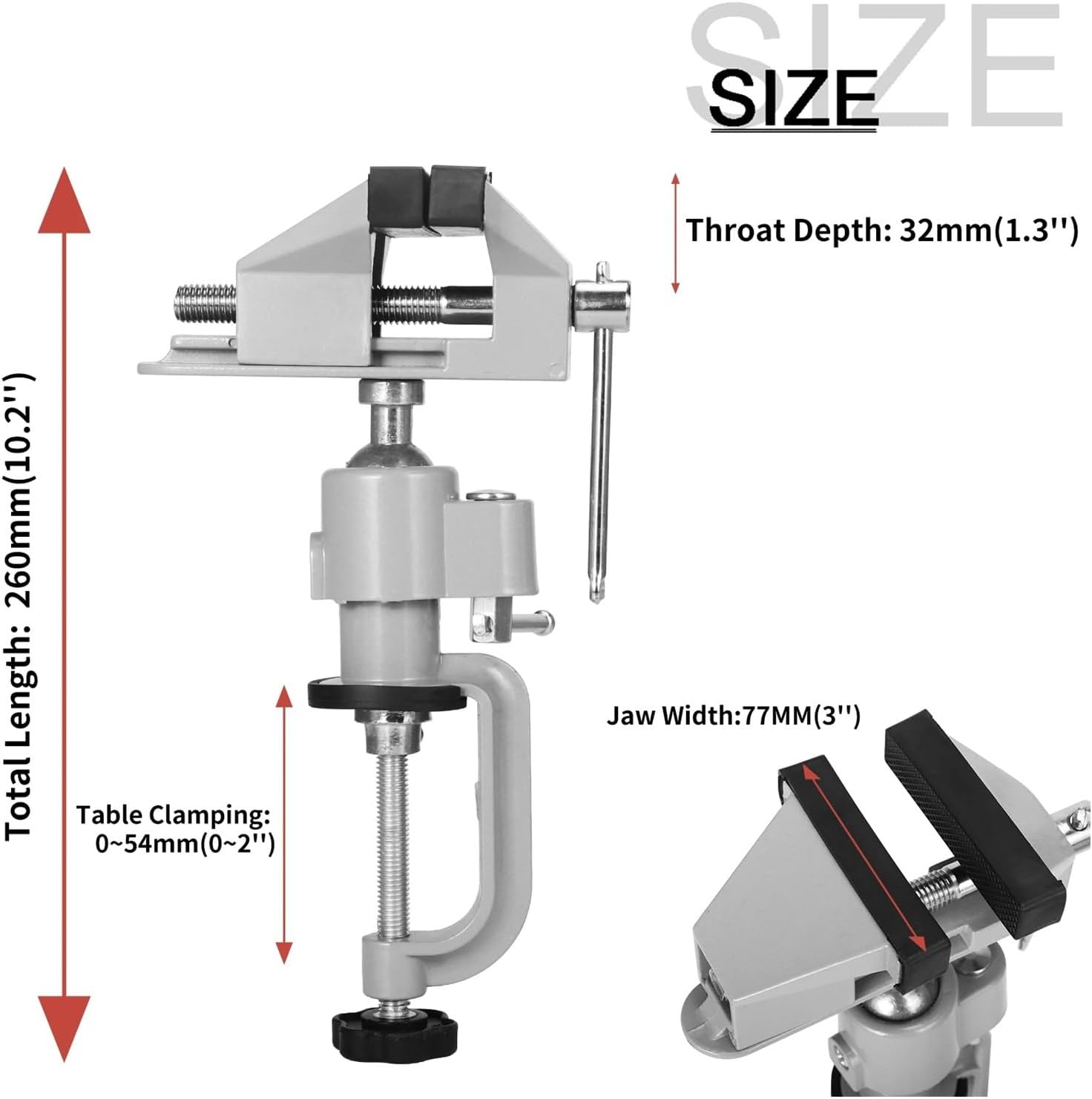 1PCS 360 Degree Rotatable Table Vise Clamp-on Grinder Holder Electric Drill Stand Bracket Machine Tools Accessory Bench Clamp(C)