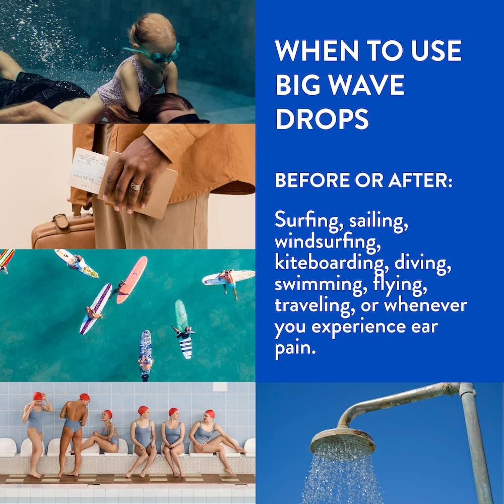 BigWave Drops - Ear Drops for Ear Discomfort - Contains Healing, Drying, & Soothing Properties - Designed for Swimmers, Surfers - Water Athletes - Formulated with Anti-Inflammatory Compounds