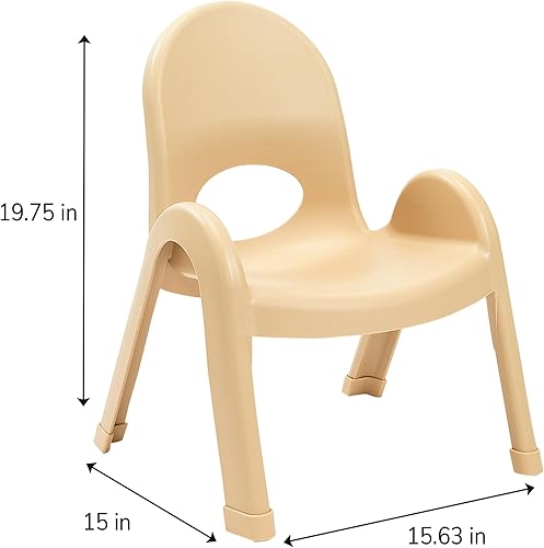 Miniatura 2 de Children's Factory Value - Silla infantil apilable de 9 pulgadas, bronceado natural, paquete de 2, solución de asiento ergonómica apilable para
