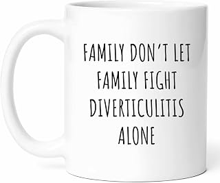 Family Fight Diverticulitis Mug - Digestive Health Coffee Cup - Wellness Funny Gift From - Gut Tea Mugs - Bowel Cups - 11 Oz Ceramic Gifts For Advocates, Birthday, Him, Her, Awareness Month
