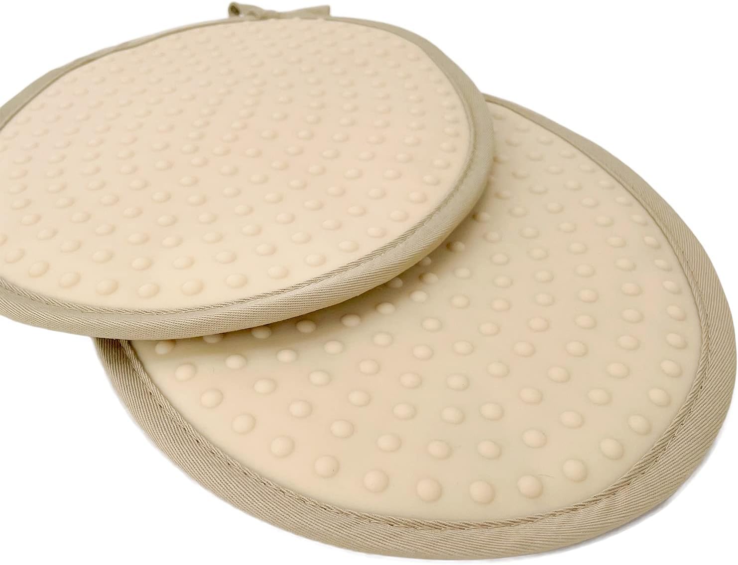 Honla 4 Piece Oval Pot Holders with Pockets,Heat Resistant to 500 F,Flexible Non Slip Silicone Grip Hot Pads,Tan