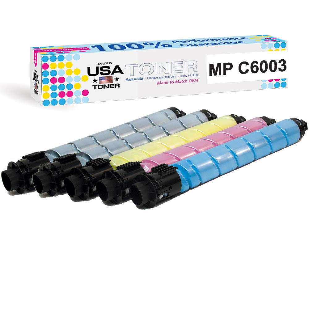 MADE IN USA TONER Lot de 5 cartouches de rechange compatibles avec Ricoh Savin Lanier MP C6003, MP C4503, MP C5503, MP C6004, 841852, 84151, 841850, 84149 (1 cyan, 1 magenta, 1 jaune, 2 noirs)