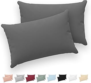 Twinzen® Kissenbezug 40x60 (2er-Set) - 100% Jersey Baumwolle 150 GSM Kissenbezüge - Anthrazit - Für Kissenbezüge 40x60 cm - Kissenhülle - Kissenbezug mit Reißverschluss - Oeko-Tex Zertifiziert