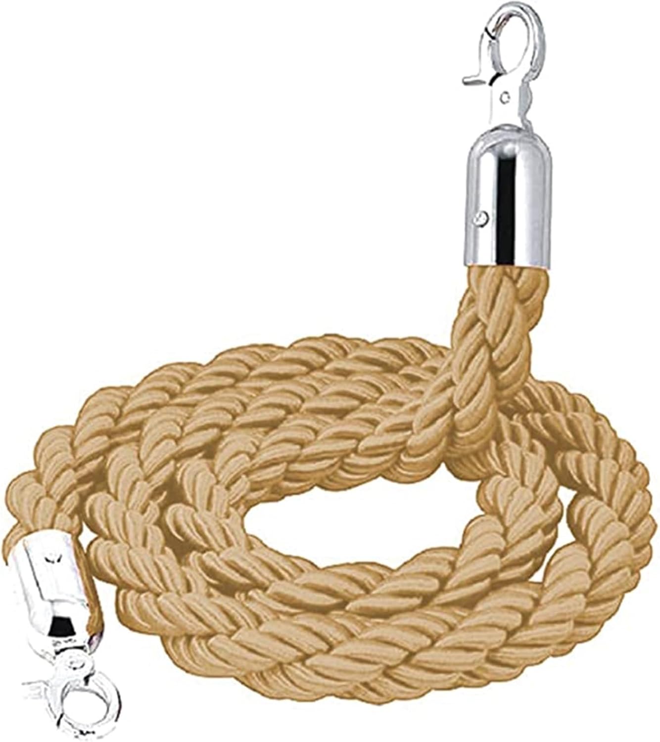 Crowd Control Stanchion Ropes with Silver Hooks Twisted Rope for Queue Management 3/4/5/8/12 Feet Braided Hemp Barrier Rope for Event & Line Management