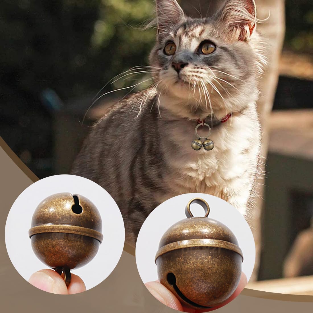 2 Set Campanellino Extra Rumorosi per Cani Gatti Campanelli, Campanello extra forte per cani e gatti, localizzatore di animali domestici e falconeria, ciondoli in ottone resistente