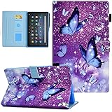Funut Case for All-New Fire HD 10 Tablet (11th Generation 2021 Release) & Fire HD 10 Plus Tablet Cover, Premium PU Leather Slim Folio Stand Cover Case with Smart Auto Wake/Sleep,Purple Butterfly