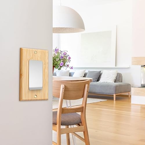 Miniatura 5 de Pinkunn 10 piezas de placa de interruptor de luz de madera maciza, cubiertas de salida de madera de bambú, placa decorativa de pared para el hogar
