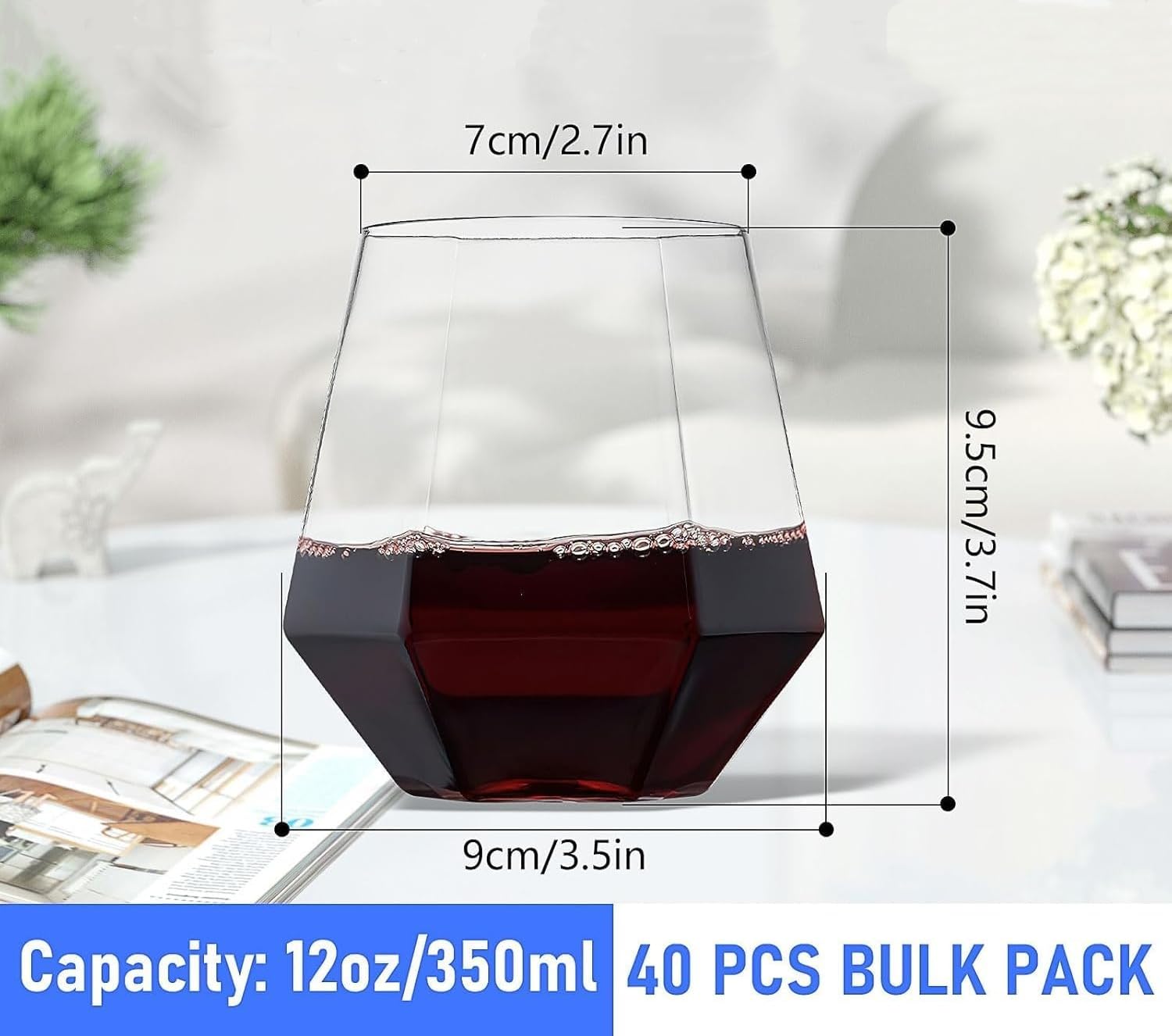MALLOOM Lot de 40 verres à eau 350 ml,Verres à eau Verres à cocktail Verres à jus Verre à dessert